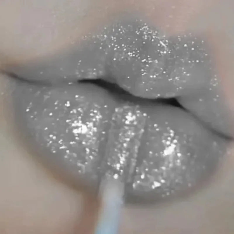 Black Gothic Lip Gloss Mirror Moist Matte Gothic Pure Black Silver Fine Flash Lip Glazed Low Saturation Lasting Lip Tint Makeup