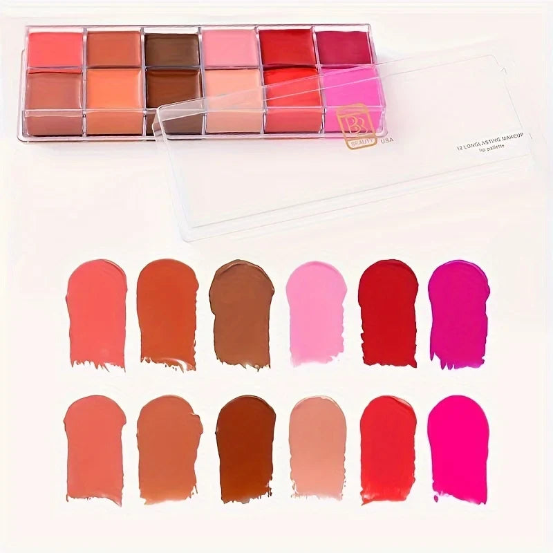 12 Color Lip Gloss Palette Makeup Moisturizing Lipstick Palette, Makeup And Cosmetic For Women Valentine's Day Gifts