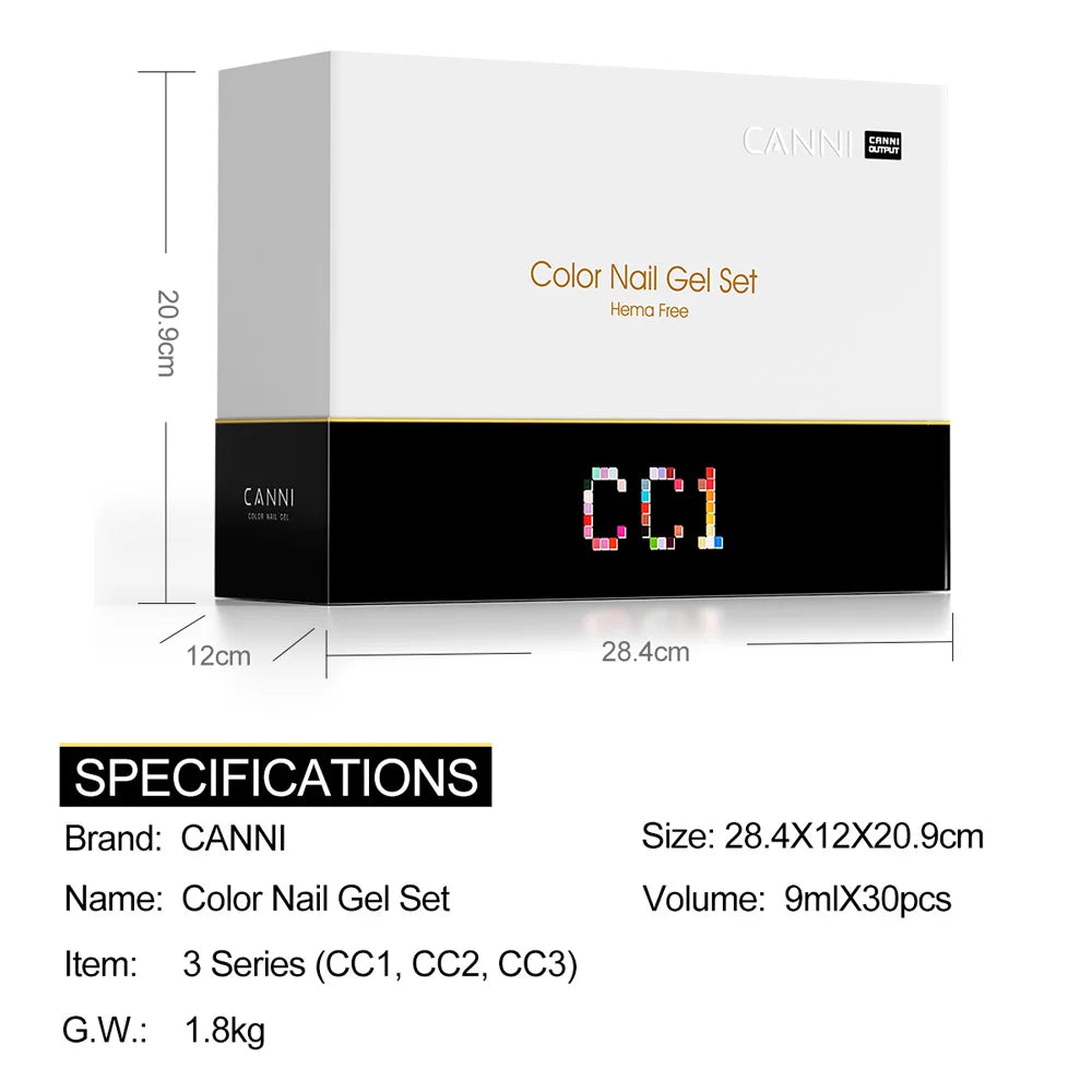 9ml CANNI CC8 HEMA FREE Nail Gel Polish Kit Nail Manicure Full Coverage Solid Color Summer Nails Soak off UV LED Nail Gel Set