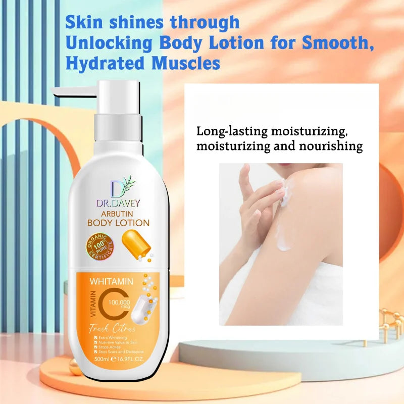 DR.DAVEY Arbutin Body Lotion 500ml Large-capacity Body Lotion with Lasting Fragrance, Refreshing and Moisturizing, Non Greasy