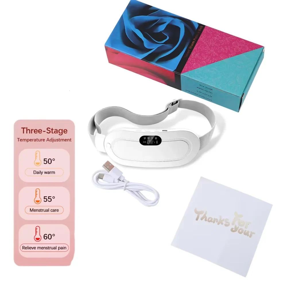 Electric Heating Pad Menstrual Cramp Massager Belt Women Period Care Hot Compress Device Vibration Abdominal Ulter Warmer Belt