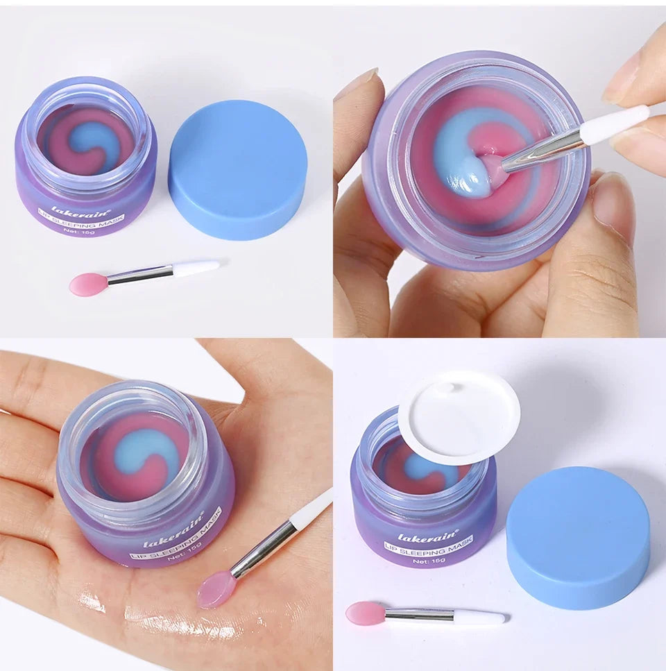 Blueberry Lip Sleeping Mask Overnight Dual Color Hydration For Dry Cracked Skin Reduces Fine Lines Moisturizing Nourish Lip Care