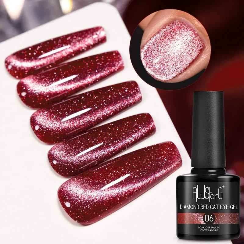 AWStorG 7.5ML Glass Cat Eye Fruit Color Magnetic Gel Nail Polish Vernis Semi Permanent Soak Crystal Gel Polish For Nails