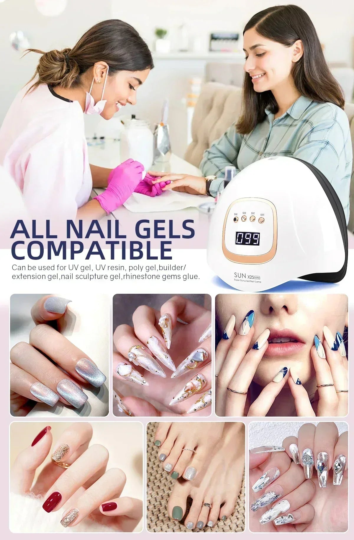 Auto‑sensor UV LED Manicure Lamp,380W Timed Nail Dryer for Home‑salon Gel‑polish Quick Curing Work