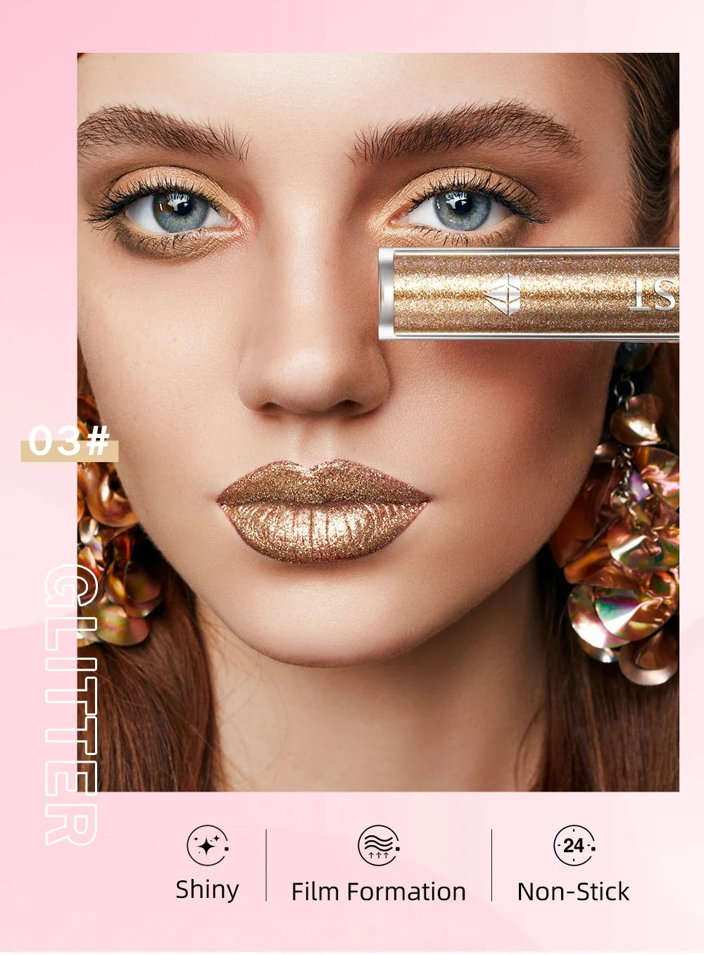 Diamond Glitter Liquid Lipstick Waterproof Long Lasting Pearl Shiny Lip Gloss Metal Charming Lip Glaze Tint Makeup For Women