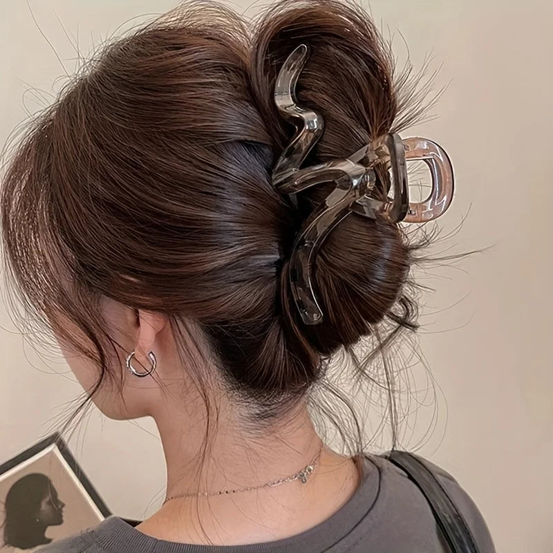 1 Acrylic Wave Hair Clip For Women - Fashionable And Elegant Hair Accessories - Hair Claw Headband - Hairstyle Shark Clip Gift