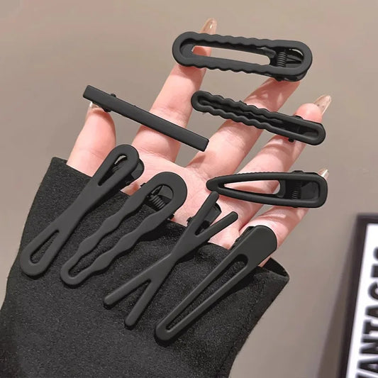 4Pcs Black Frosted Hair Clip Fashionable Trendy Hair Clips Hair Accessories Temperament Women Accessories Versatile Hair Clip