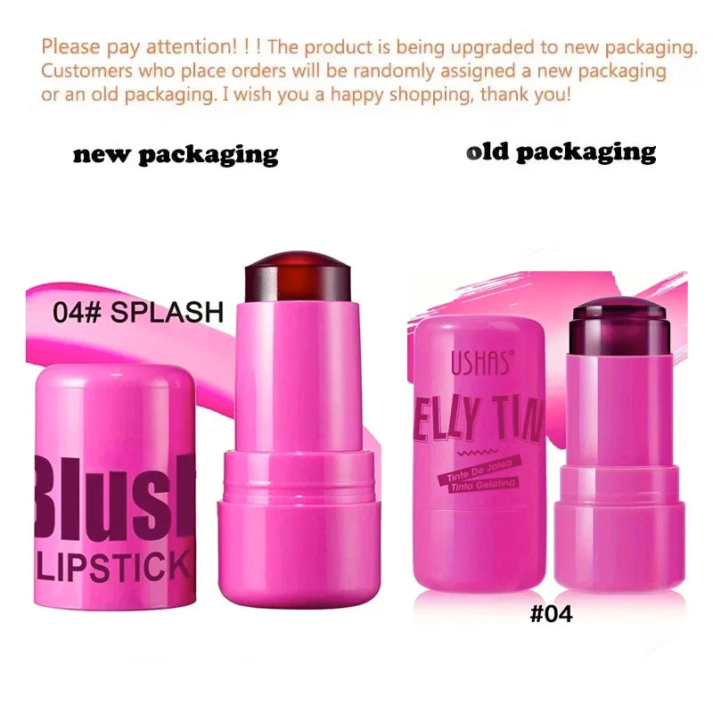4 Colors Jelly Blush Stick Lip Balm Eyeshadow 3-in-1 Multi-Use Matte Blush Moisturize Brighten Lip Gloss