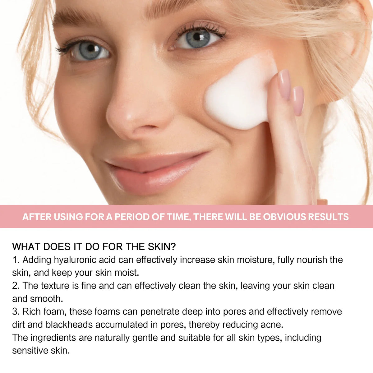 5 in 1 Facial Cleansing Mousse Hyaluronic Acid Hydrating Foam Cleanser Pore Shrink Pores Moisturizing korea Face Skin Care