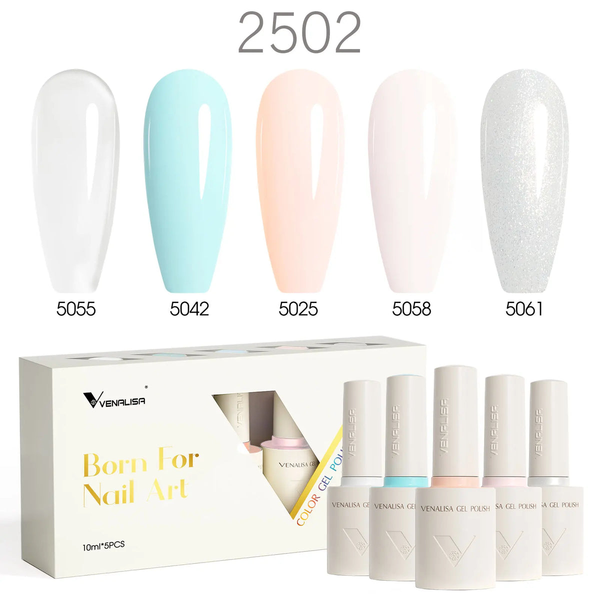 1/2/5pc 10ml VENALISA Nail Gel Polish High Quality Round Brush Soft Consistency Selfleveling  Gorgeous Color Collection Varnish