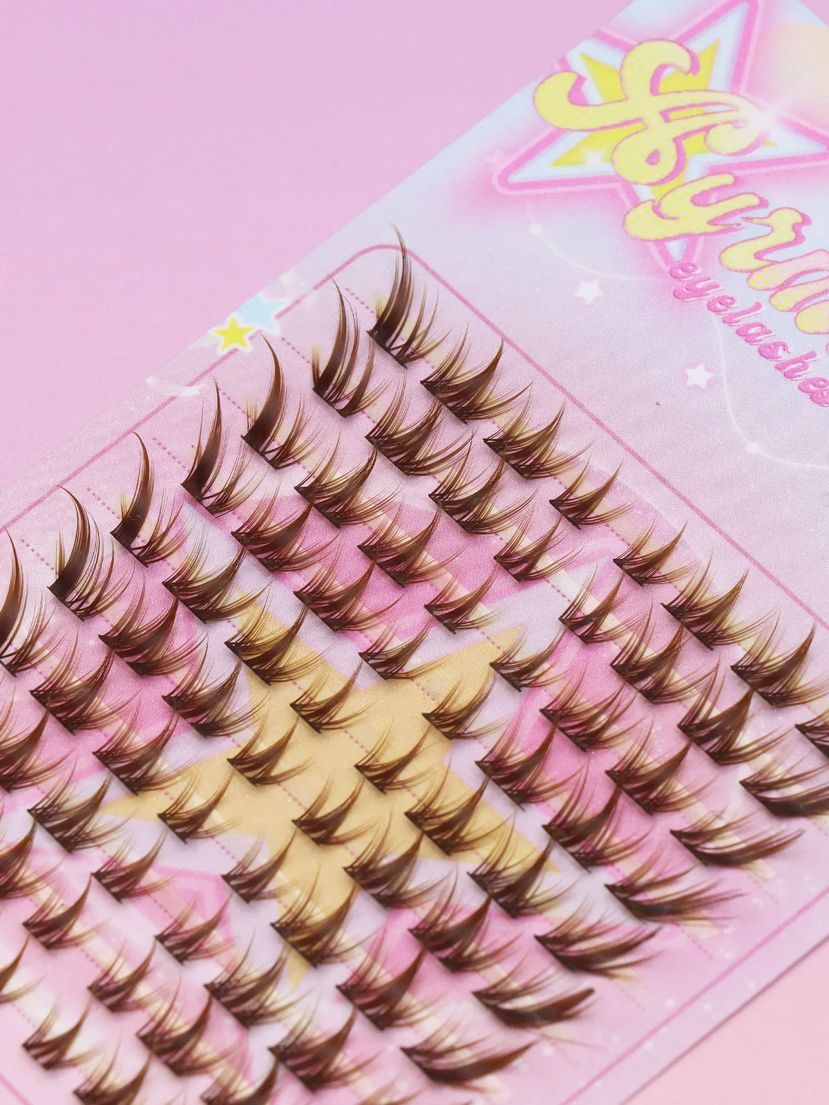 Ayr 80PCS C Curl Brown Style Eyelash Extension Winged Individual Lashes Natural Segmented Eyelash Bundles Makeup Tools