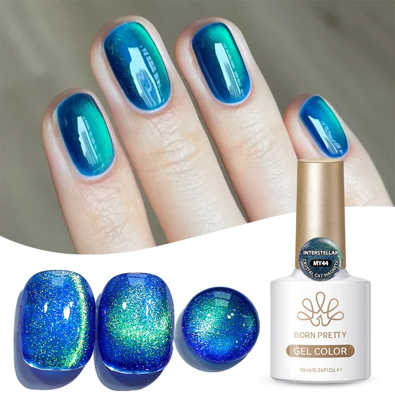 BORN PRETTY Gold Pink Cat Magnetic Gel Polish 10ml Water Light Spaking Glitter  Soak Off UV Semi Permanent Varnish Manicure