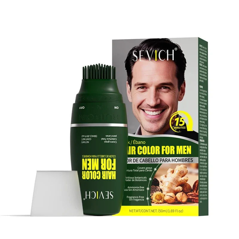 Black Hair Coloring Cream With Comb 50ml Hair Dye Shampoo Pure Plant-Based Instant Men Beard Dye Cream Covers Natural Gray Hair