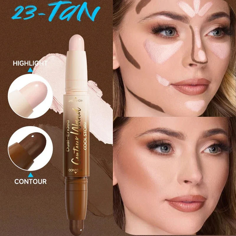 Contour Stick Double-Ended Highlight and Shadow Cream Waterproof Full Coverage Concealer Natural  Face Contour Concealers Makeup