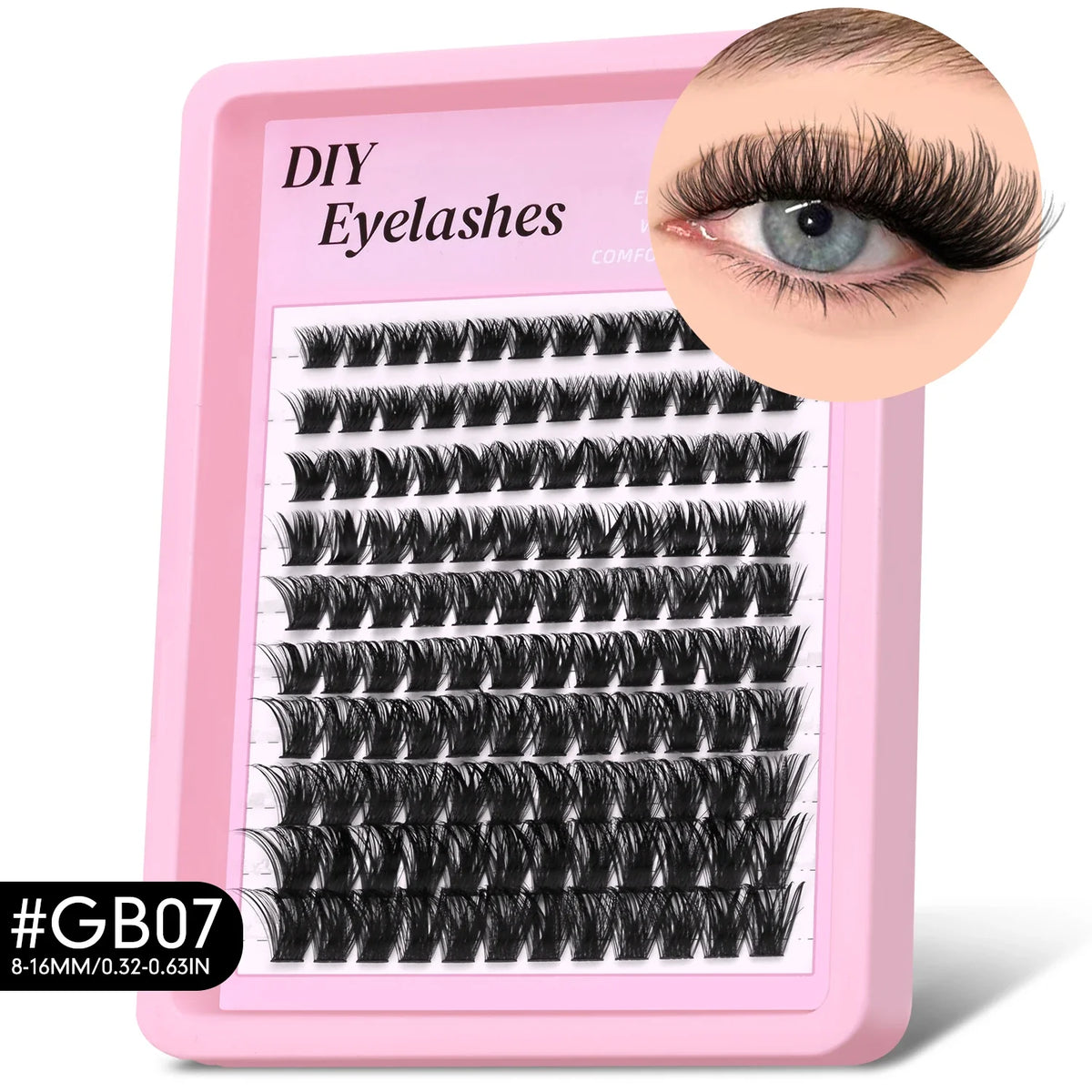 GROINNEYA Fluffy Lashes Clusters 510pcs D Curl 6 Styles 8-16mm Wispy Individual Lashes Soft False Eyelashes Eyelash Extensions