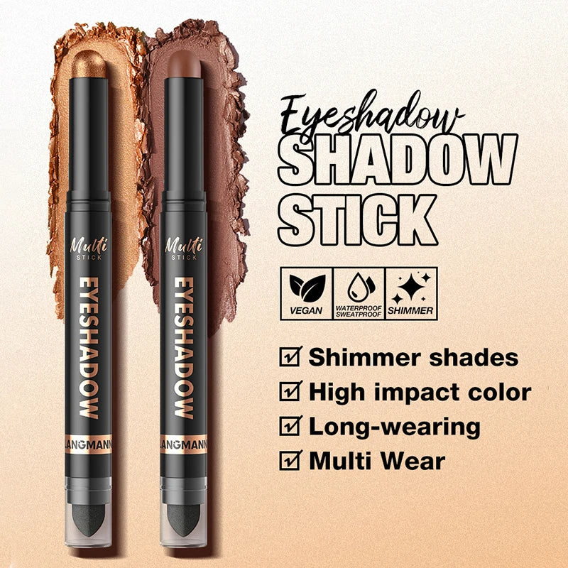 1PC Glitter Brown Eyeshadow Pen Smoky Eyes Makeup Long Lasting Shimmer Matte Lying Silkworm Eyeshadow Pencil Highlighter Stick