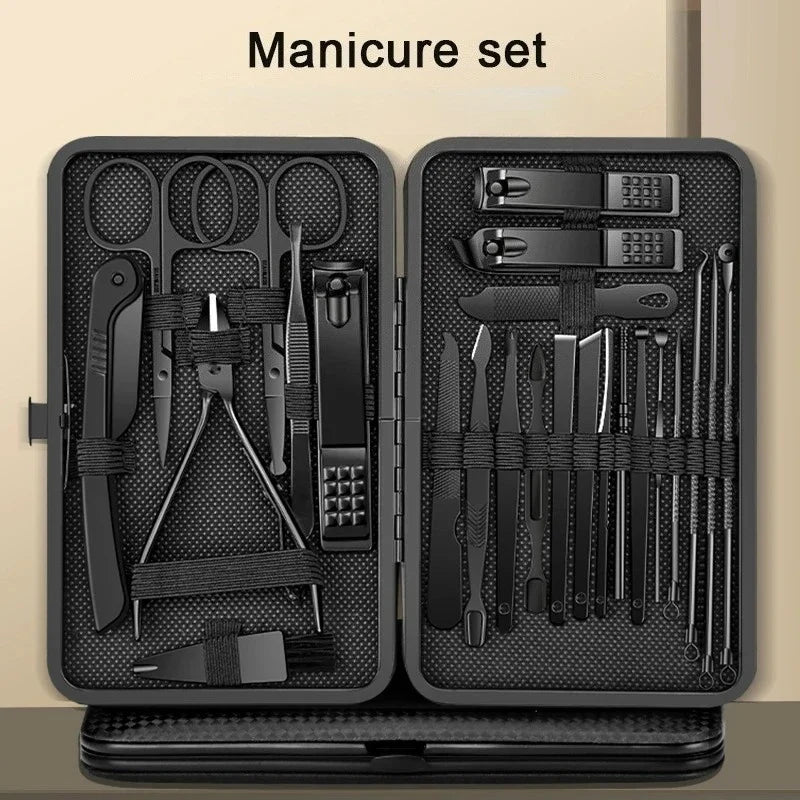 8/12/15/20/24 pcs Manicure Cutters Nail Clipper Set Household Stainless Steel EarSpoon Pedicure Scissors Tool For Beauty