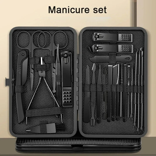 8/12/15/20/24 pcs Manicure Cutters Nail Clipper Set Household Stainless Steel EarSpoon Pedicure Scissors Tool For Beauty