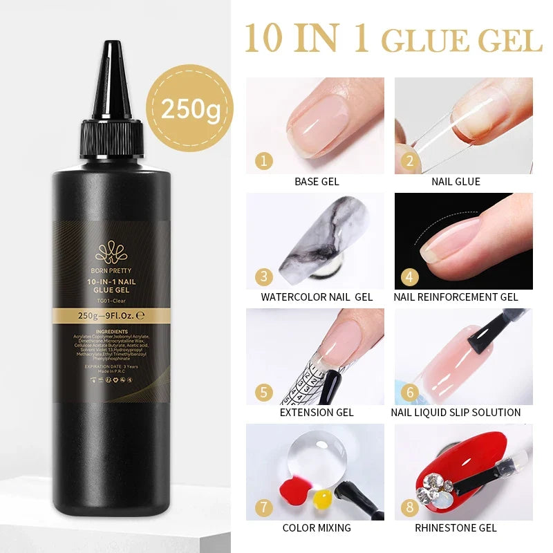 BORN PRETTY 250g Rubber Base Gel Refilled Package Jelly Milky White Nude Semi-Permanent Soak Off Self Leveling Construction Gel