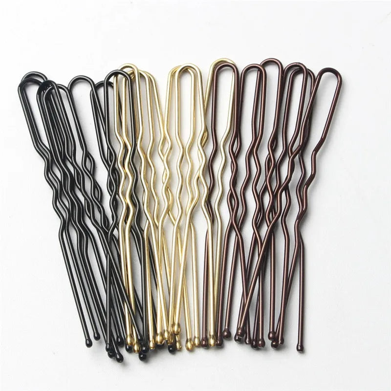 5/6/7cm Alloy Bobby Pins Barrettes U Shaped Metal Hair Pins Waved Hair Clips Bridal Hair Pins Hair Styling Tools Black 50Pcs/Bag