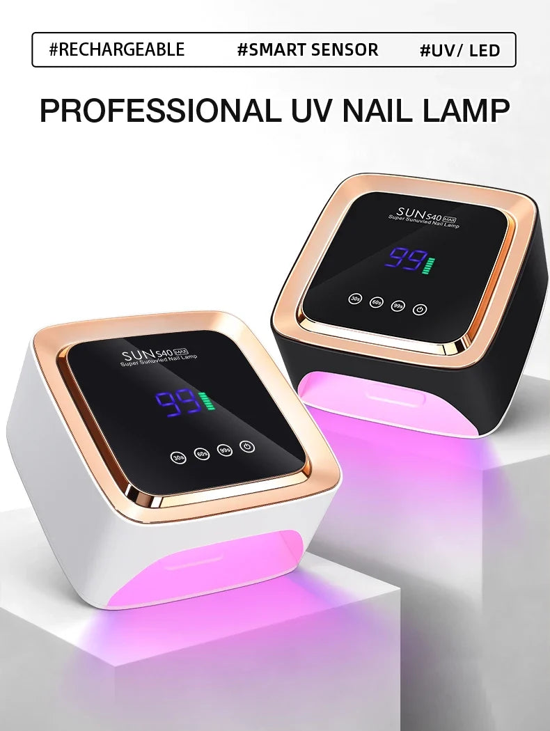 Cordless UV/LED Nail Lamp (57 Beads) – 3-Timer Settings, Detachable Base & 2000mAh Rechargeable Battery