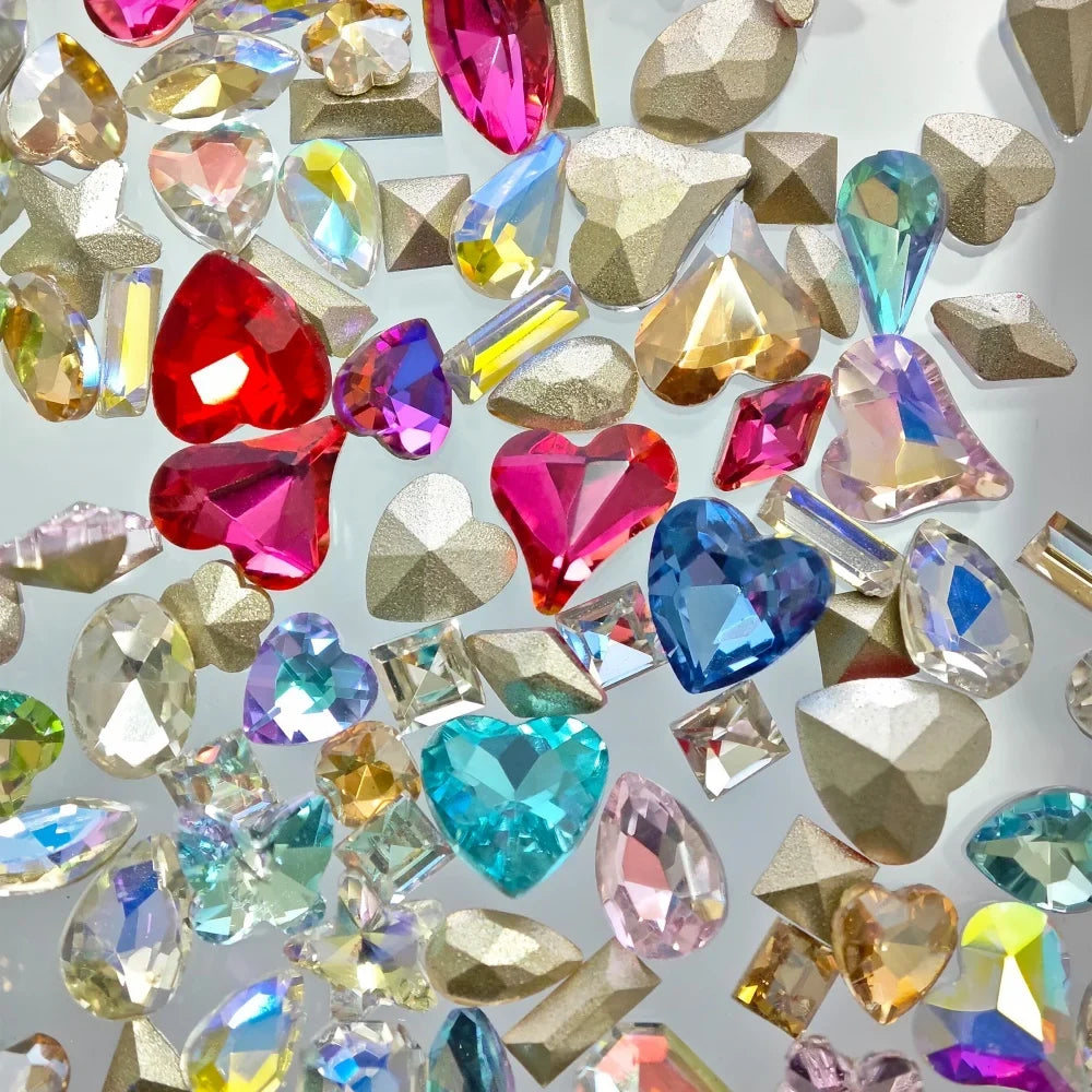 K9 100pcs 6mm Small Heart DIY for phone shell,Nail,Bag,Clothes 3D Diamond Stone Decoration Glitter Manicure Jewelry Accessories