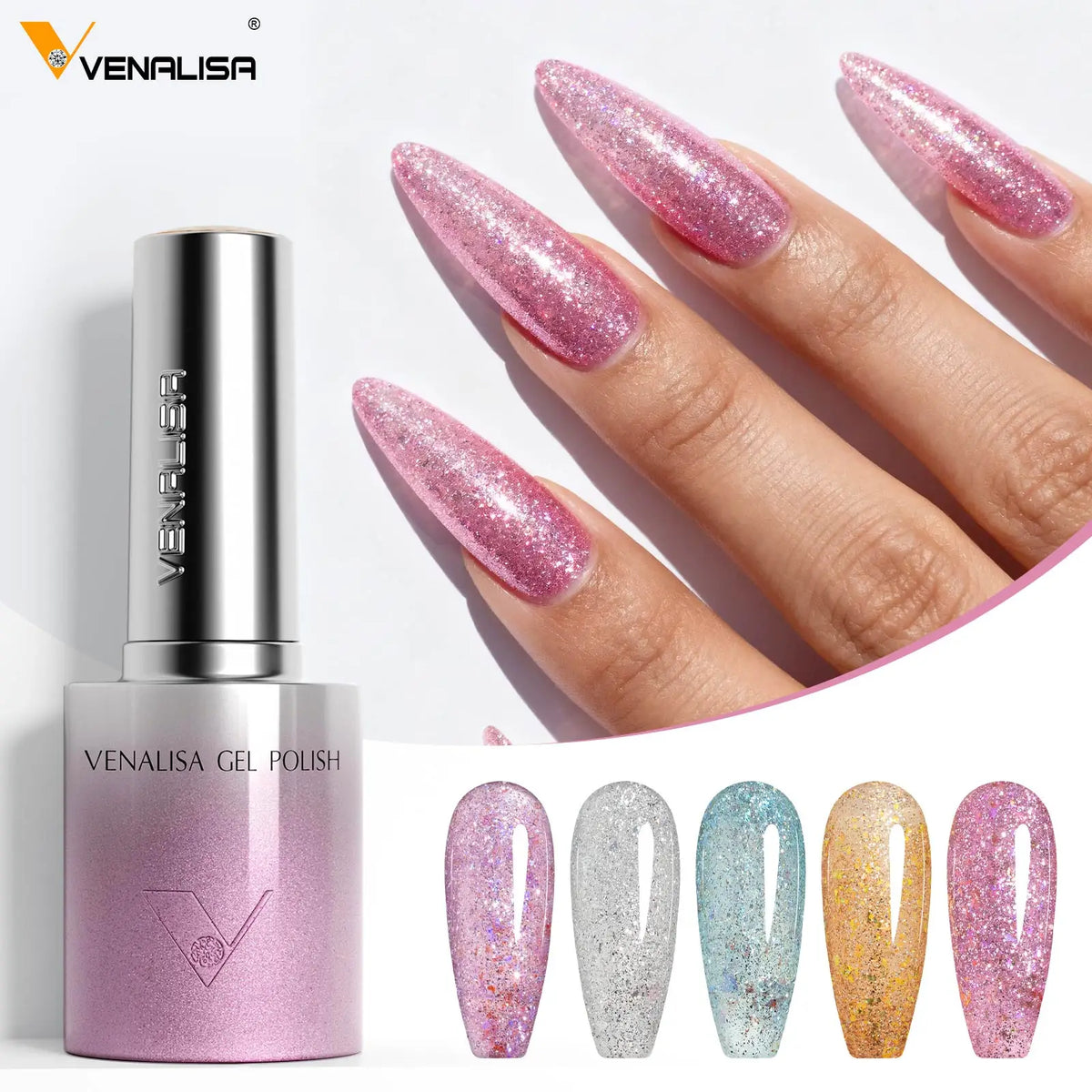 1/5pcsVenalisa Hema/TPO Free Cat Eye Gel Magnet Ultra Flash Nail Gel Polish Diamond Sparkle Soak Off UV LED Varnish Nail Gel