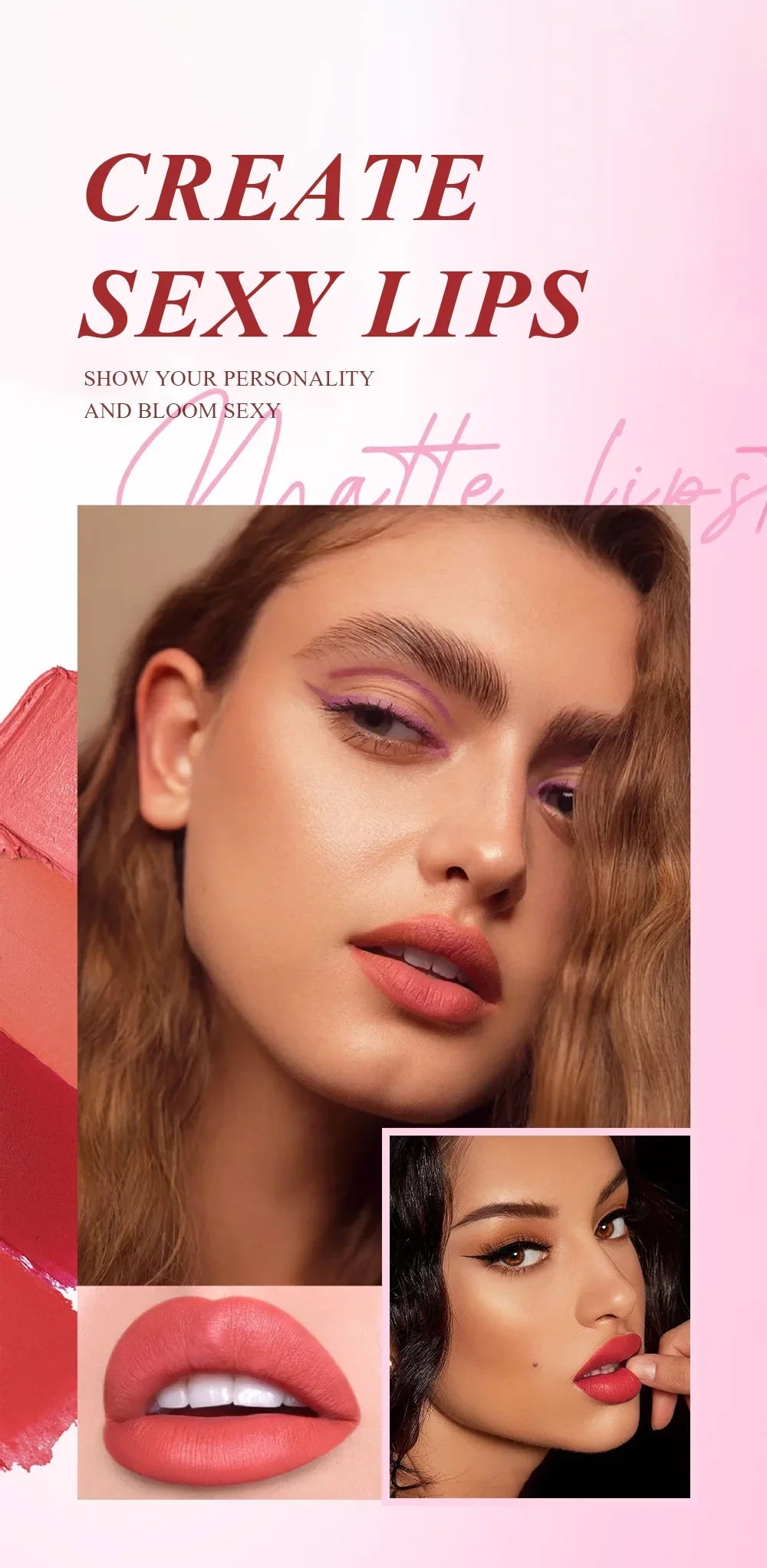 6 Colors Gold Bar Lipstick Diamond Pearlescent Glitter High Shine Non Sticky Long Lasting Pink Lips Makeup
