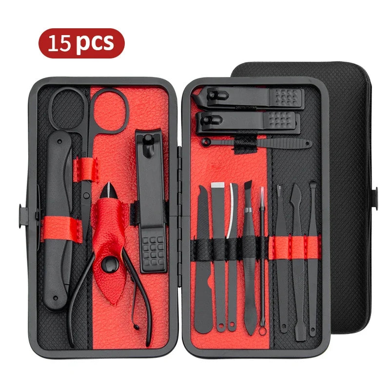 10/15/25Pcs Professional Manicure Set Stainless Steel Nail Clippers Set Idea Packing Manicure Kits Scissors Makeup