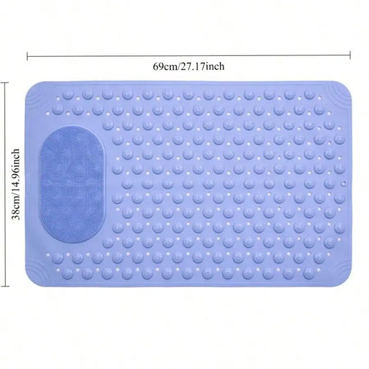 27x14 Inch Non-Slip Shower Mat With Foot Scrubber, Quick Dry Odorless Bath Mat & Bathtub Mat, Generous Size Bathroom Rug & Accessories, Ideal Bathroom Decor For Shower Stall, Durable Mat For Home, Hotel, RV, Perfect For House