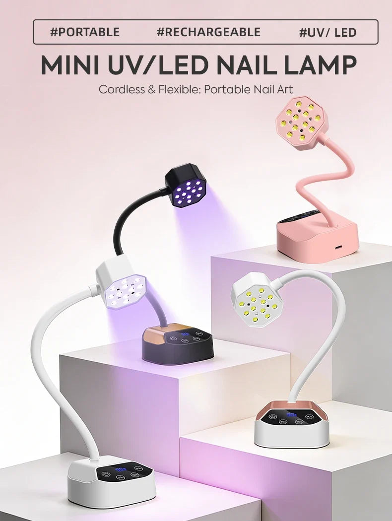 DianaBeauty UV Led Nail Lamp Desktop Rechargeable Nail Dryer with 4 Timer Settings and Auto Sensor Portable UV Light for Nails