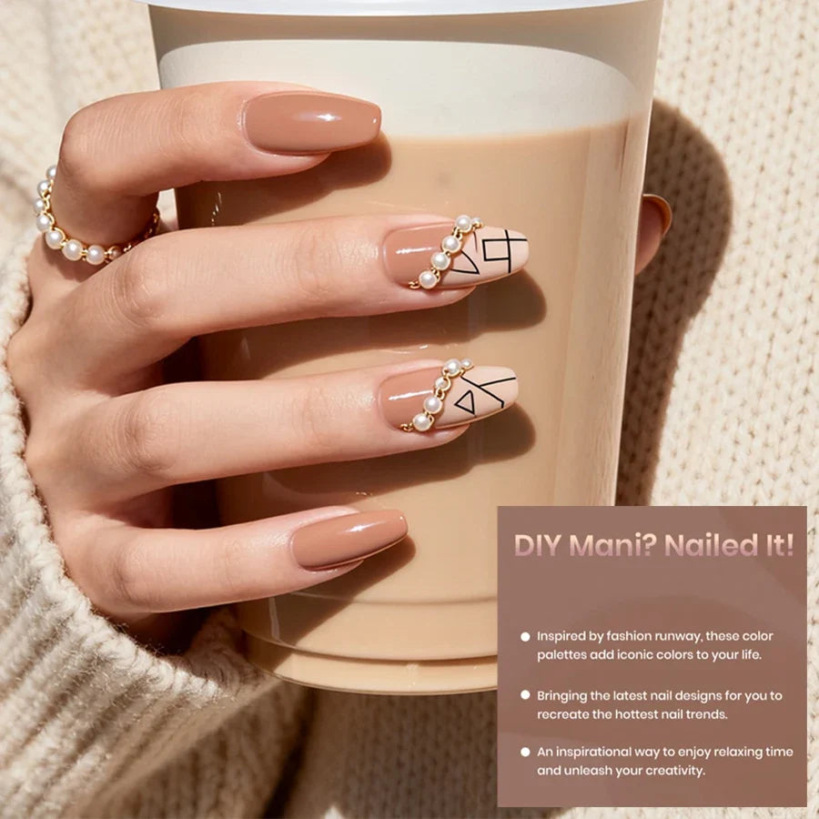 6Pcs Gel Nail Polish Set Milk Tea Popular Color UV LED Nail Gel for Nail Art Easy Apply & Soak Off DIY Home Manicure Salon Use