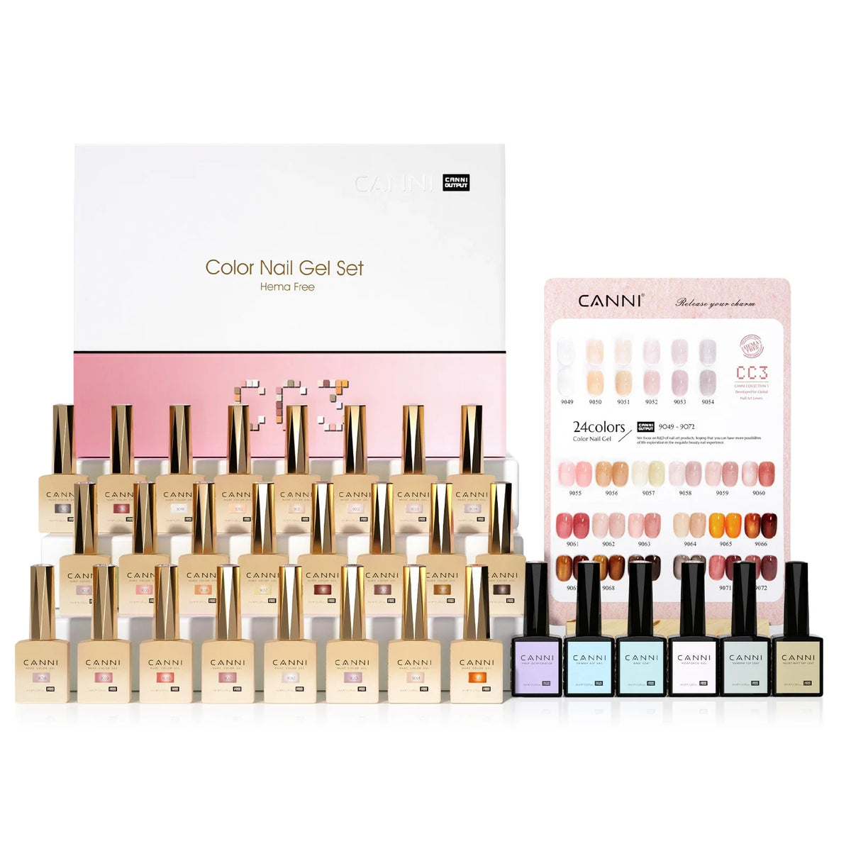 CC8 New Kit CANNI 9ML Nail Gel Polish HEMA/TPO FREE 30pcs Color Gel Pigment Professional Long Wear Top Coat Gel Varnish Set