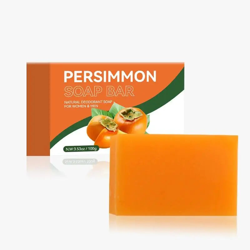 100/200G Persimmon Soap Bar for Body Odor Removal, Handmade Persimmon Green Tea Soap for Face and Body Wash Gentle Deodorant Bar