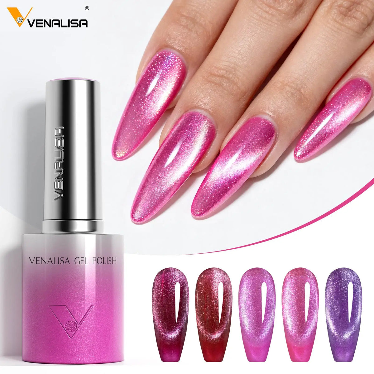 1/5pcsVenalisa Hema/TPO Free Cat Eye Gel Magnet Ultra Flash Nail Gel Polish Diamond Sparkle Soak Off UV LED Varnish Nail Gel