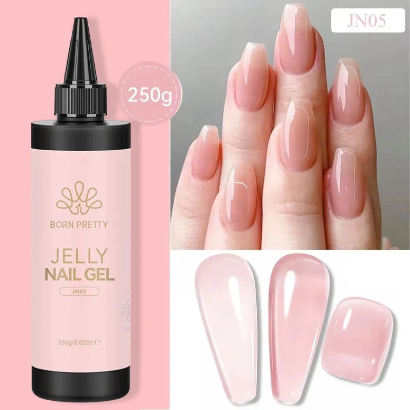 BORN PRETTY 250g Milky White Jelly Nude Gel Nail Polish Refilled Package Translucent Clear Semi Permanent Soak Off UV Gel