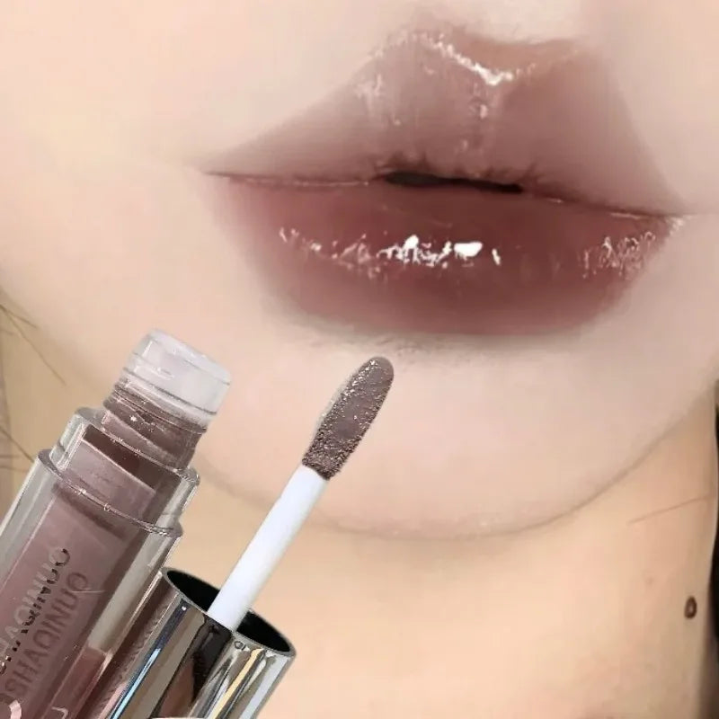 Black Gothic Lip Gloss Mirror Moist Matte Gothic Pure Black Silver Fine Flash Lip Glazed Low Saturation Lasting Lip Tint Makeup