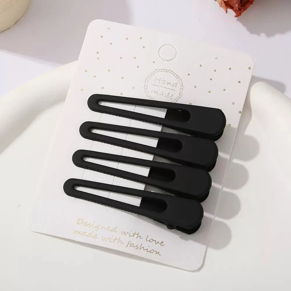 4Pcs Black Frosted Hair Clip Fashionable Trendy Hair Clips Hair Accessories Temperament Women Accessories Versatile Hair Clip