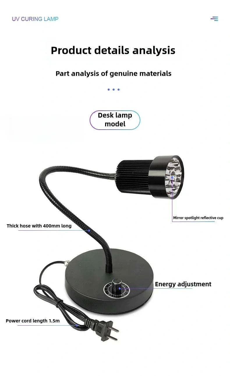 600W 395nm 405nm Ultra High Intensity UV Curing Lamp Shadowless Glue Drying UV Light  Glue Resin Ink Paint LCD Screen Curing