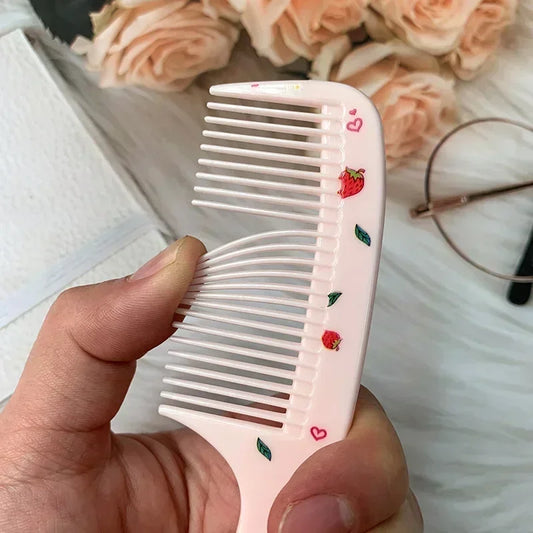 2pcs Cute Kids Hair Comb Set Anti-static Strawberry Comb for Girls Portable Hairdressing Comb