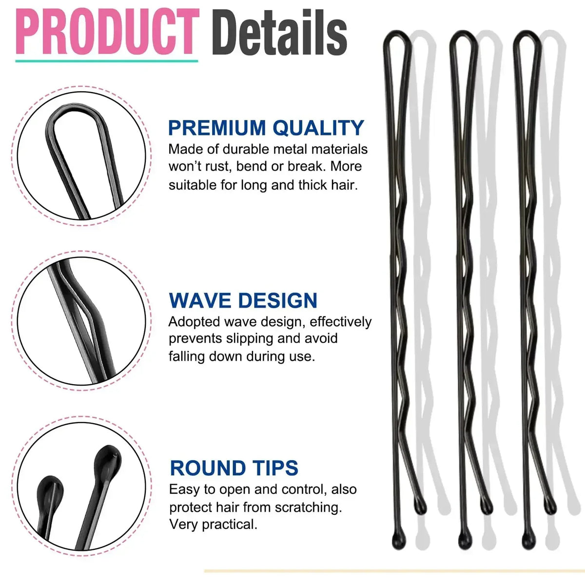 50-600pcs Black Straight Line Hair Clip U-shaped Needle Lady Hairpins Curly Wavy Grips Women Bobby Pins Styling Hair Accessories