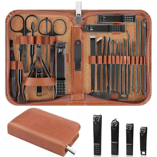 26 Piece Manicure Set Nail Clippers Set & Pedicure Kit Stainless Steel Fingernail & Toenail Clipper Cutters Nail Care Tools