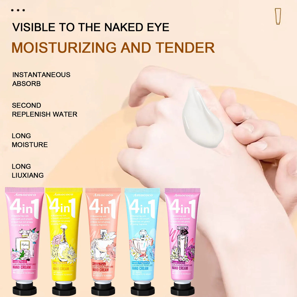 Amococo  2 Pack 4In1 Luxury Perfume Hand Cream Set Moisturizing Hand Lotion Gift Box for Women Travel Size Hand Care Kit