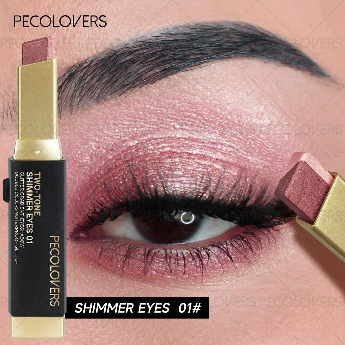 1PC Metallic Shimmer Duo Eyeshadow Stick - Pearlescent Matte, Multiple Color Options, Nude Makeup, Perfect for Christmas Makeup