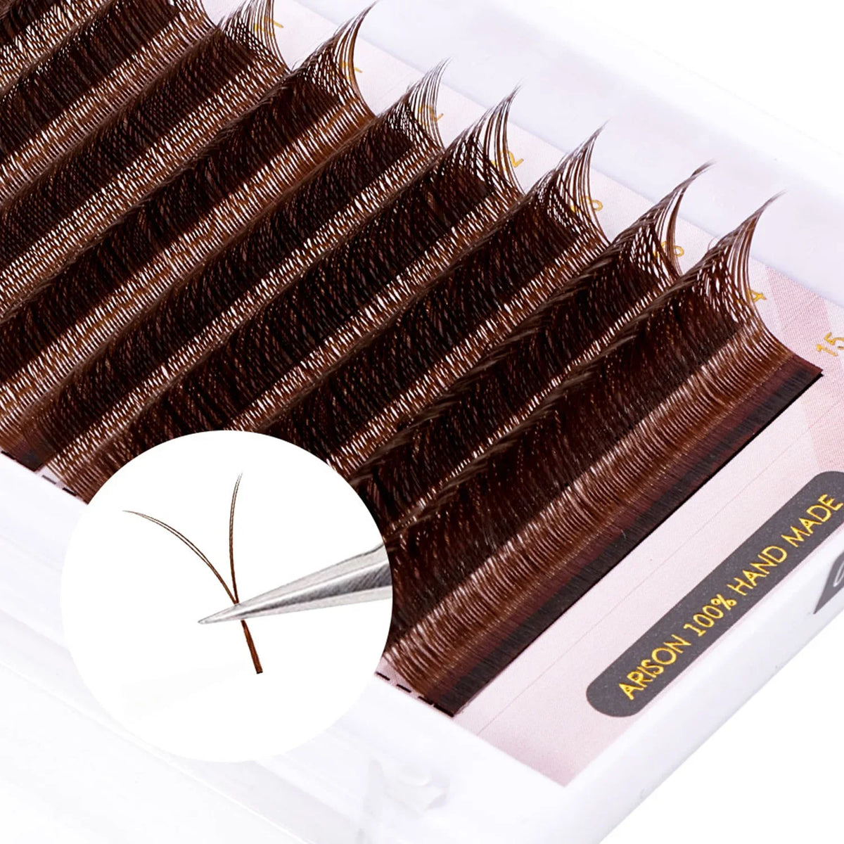 ARISON Brown 2D YY Lashes Double Tips Eyelashes Extension Cilios Y Premade Volume YY Shape EyeLash Grafting Extension Split Tip