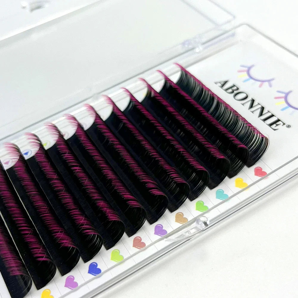 ABONNIE Burgundy Lashes Wine Red Colored Classic Eyelash Extensions Ombre Colorful Lashes
