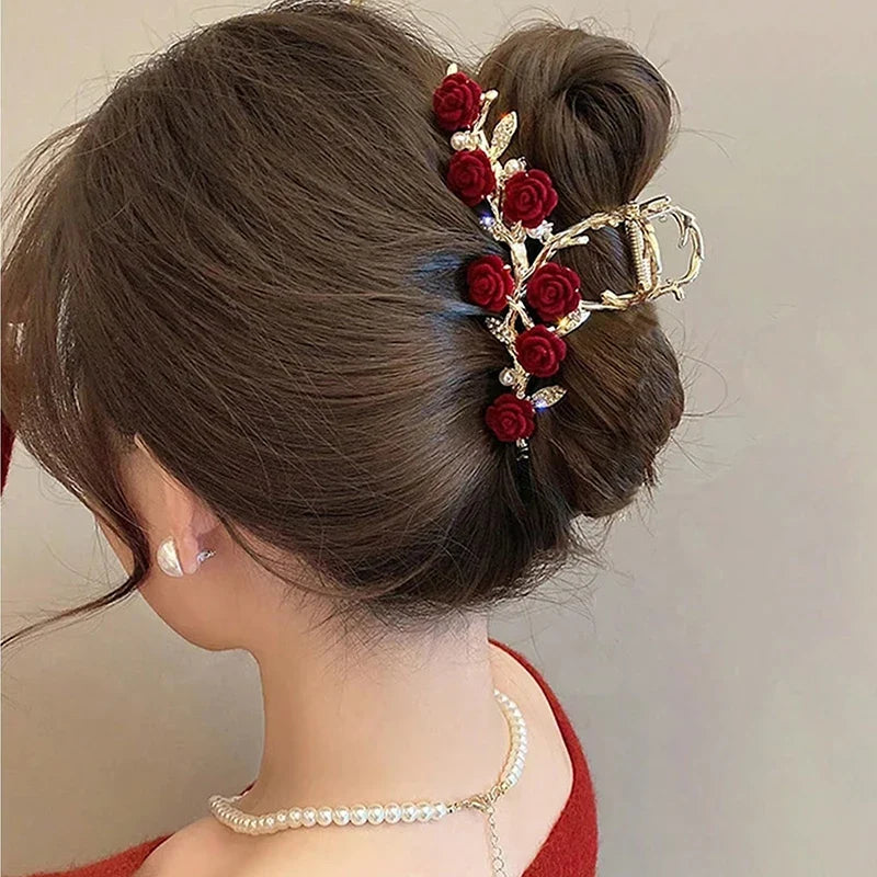 Fashion Antique Roses Hair Claw Clip for Women Stylish Hair Accessory