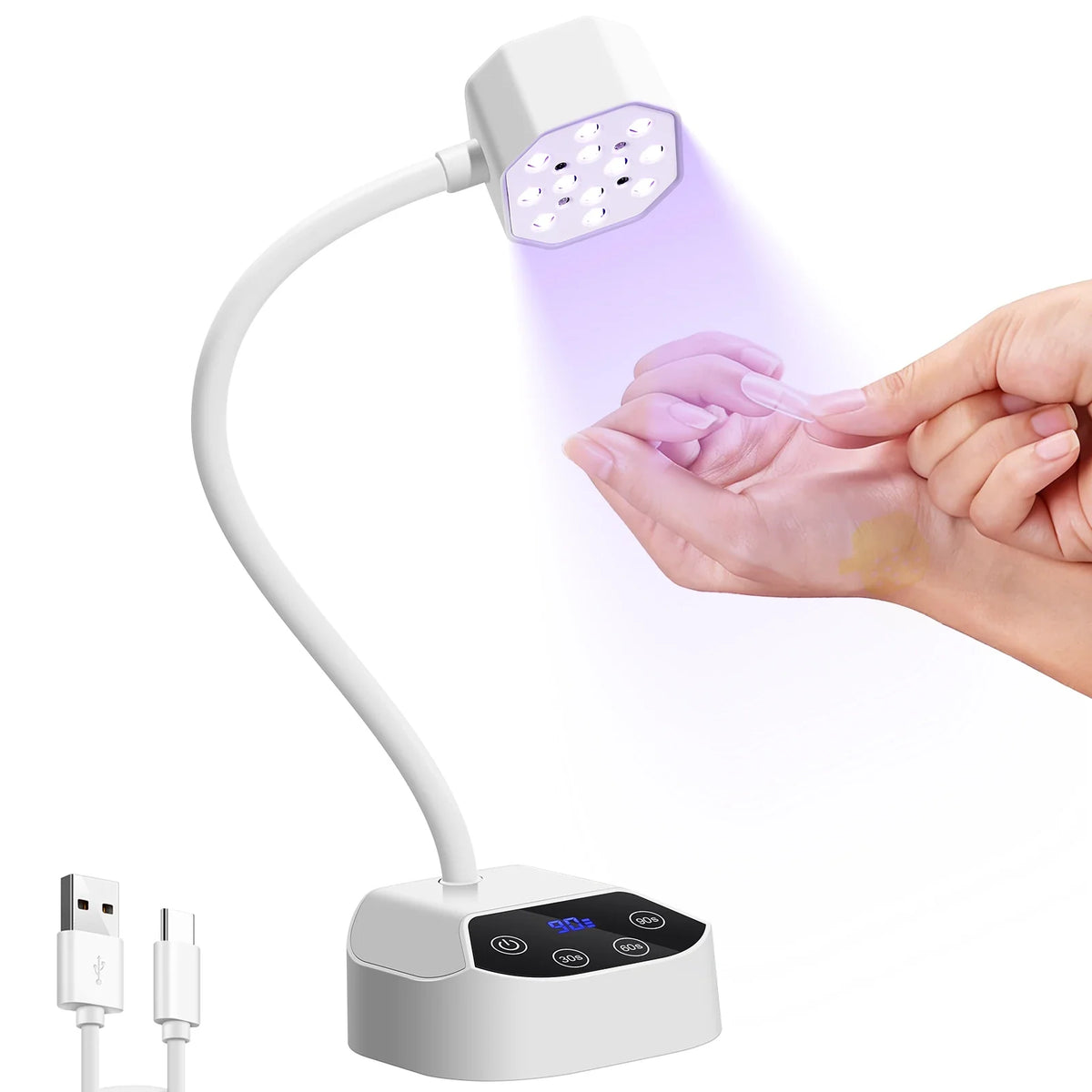 DianaBeauty UV Led Nail Lamp Desktop Rechargeable Nail Dryer with 4 Timer Settings and Auto Sensor Portable UV Light for Nails