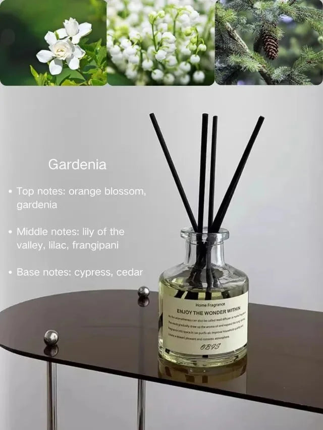 50ml Flameless Home Fragrance Room Flameless Freesia Jasmine Fragrance Oil with Reed Diffuser Stick Home Room Air Freshener Deco
