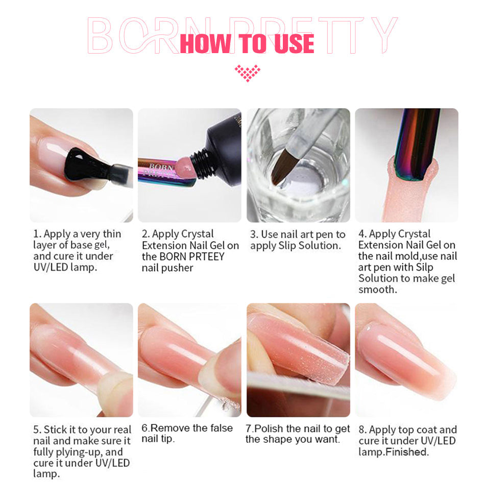 BORN PRETTY 30ml Acrylic Gel For Nail Extension Nude Clear White Color Quick Building Prolong Manicure Nail Art Hard Gel Varnish